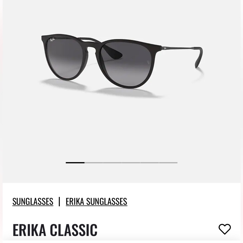 Ray-Ban Erika Classic Sunglasses in Matte Black with Grey Lenses
